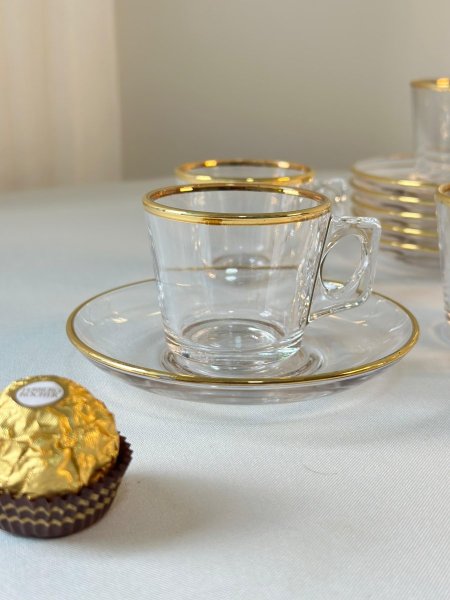 طقم قهوه6+6حز ذهبي